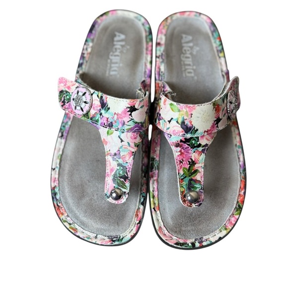 Alegria Carina Lighten Up Floral Thong Sandals Size 37 US 7-7.5 Comfort Cottage - Picture 6 of 9
